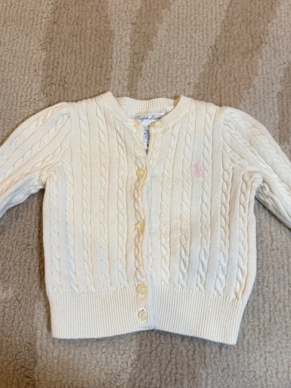 Ralph Lauren Baby Girls Mini Cable Knit Cardigan Warm White 6M